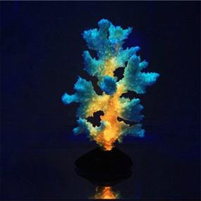 img 4 attached to 🐠 1pc Glowing Effect Artificial Coral Plant Ornaments - Yellow Aquarium Coral Decor for Fish Tank, Aquarium Decoration