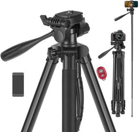 img 4 attached to 📷 Neewer Camera Tripod: Versatile 2-in-1 Aluminum Alloy Tripod Monopod with 72.8'' Max Height, 3-Way Swivel Pan Head, Phone Clip, Wireless Selfie Remote, and Carrying Bag - Ideal for DSLR Cameras and DV Video Camcorders