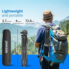 img 3 attached to 📷 Neewer Camera Tripod: Versatile 2-in-1 Aluminum Alloy Tripod Monopod with 72.8'' Max Height, 3-Way Swivel Pan Head, Phone Clip, Wireless Selfie Remote, and Carrying Bag - Ideal for DSLR Cameras and DV Video Camcorders