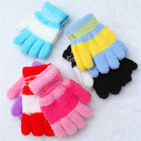 img 1 attached to 🧣 Теплые и стильные: Coobey 6 пар зимних вязаных волшебных перчаток для детей с полосками для мальчиков или девочек.