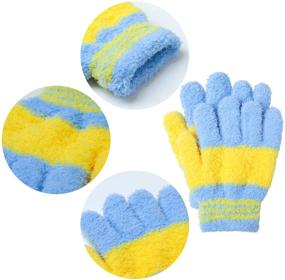 img 2 attached to 🧣 Warm and Stylish: Coobey 6 Pairs Children's Winter Knitted Stripe Magic Gloves for Boys or Girls