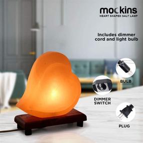 img 3 attached to 💖 Mockins Heart Shape Hand Crafted Salt Lamp with Wood Base - Dimmer Included, Perfect for Adult Night Lights and Decor - Ideal Mothers Day Gift