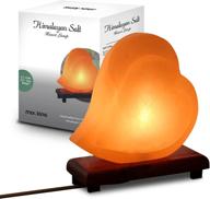 💖 mockins heart shape hand crafted salt lamp with wood base - dimmer included, perfect for adult night lights and decor - ideal mothers day gift логотип