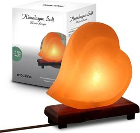 img 4 attached to 💖 Mockins Heart Shape Hand Crafted Salt Lamp with Wood Base - Dimmer Included, Perfect for Adult Night Lights and Decor - Ideal Mothers Day Gift