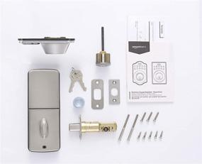 img 2 attached to 🔒 Safeguard Your Home with the Amazon Basics Electronic Keypad Deadbolt Door Lock, Keyed Entry in Satin Nickel