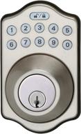 🔒 safeguard your home with the amazon basics electronic keypad deadbolt door lock, keyed entry in satin nickel logo