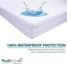 img 3 attached to 🛏️ PlushDeluxe Premium Zippered Queen Mattress Encasement, Waterproof, 6-Sided Protector Cover, Cotton Terry Surface, Fits 12-15 Inches