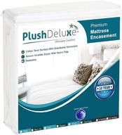 🛏️ plushdeluxe premium zippered queen mattress encasement, waterproof, 6-sided protector cover, cotton terry surface, fits 12-15 inches logo