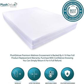 img 2 attached to 🛏️ PlushDeluxe Premium Zippered Queen Mattress Encasement, Waterproof, 6-Sided Protector Cover, Cotton Terry Surface, Fits 12-15 Inches