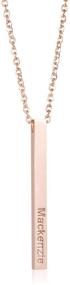 img 4 attached to 🌹 18K Rose Gold Vertical Bar Pendant Stainless Steel Birthday Jewelry - Personalized Name Necklace