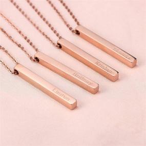 img 1 attached to 🌹 18K Rose Gold Vertical Bar Pendant Stainless Steel Birthday Jewelry - Personalized Name Necklace