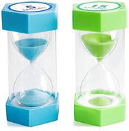 ⌛️ xinbaohong hourglass sand timer set - 5 minute & 15 minute sand timers for kids games, classroom, home, office & kitchen use (pack of 2) - 4.7'' x 2.3'', blue (5 min) and green (15 min) logo