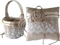 burlap lace ring bearer pillow and rustic wedding flower girl basket set by katemelon logo