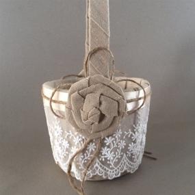 img 1 attached to Burlap Lace Ring Bearer Pillow And Rustic Wedding Flower Girl Basket Set By KateMelon