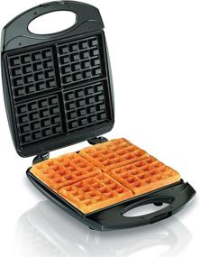 img 3 attached to 🧇 Hamilton Beach Non-Stick Belgian Waffle Maker – 4-Slice, Compact Design, Black (26020) with Indicator Lights