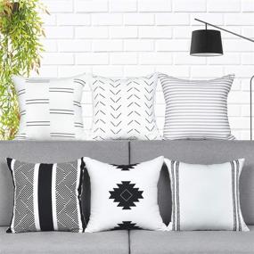 img 2 attached to 😍 Yastouay Set of 6 Modern Geometric Decorative Pillow Covers - Black White, 18x18 Inch