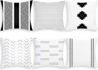 😍 yastouay set of 6 modern geometric decorative pillow covers - black white, 18x18 inch логотип