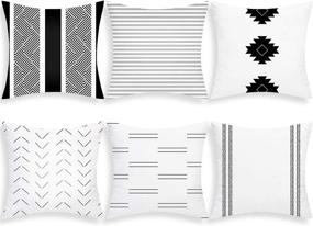 img 4 attached to 😍 Yastouay Set of 6 Modern Geometric Decorative Pillow Covers - Black White, 18x18 Inch