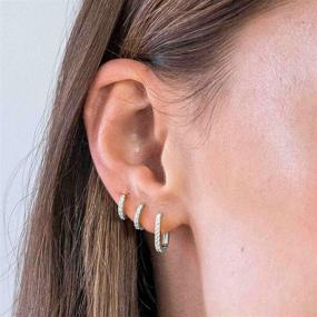 img 3 attached to Stylish U Gold Huggie Hoop Earrings for Women | 925 Sterling Silver Hypoallergenic CZ Modern Earrings for Girls