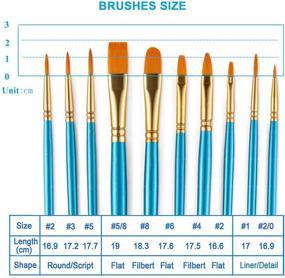 img 1 attached to 🖌️ 10pcs Round Pointed Nylon Hair Paint Brush Set - Ideal for Acrylic Watercolor Oil Painting, Face/Nail Art, Model Craft Detailing, Rock Art - Artist Pro Kits