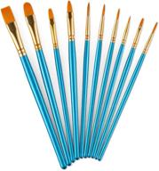 🖌️ 10pcs round pointed nylon hair paint brush set - ideal for acrylic watercolor oil painting, face/nail art, model craft detailing, rock art - artist pro kits logo