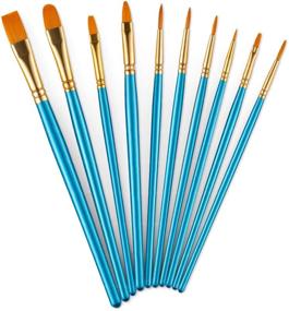 img 4 attached to 🖌️ 10pcs Round Pointed Nylon Hair Paint Brush Set - Ideal for Acrylic Watercolor Oil Painting, Face/Nail Art, Model Craft Detailing, Rock Art - Artist Pro Kits