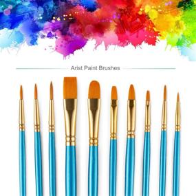 img 3 attached to 🖌️ 10pcs Round Pointed Nylon Hair Paint Brush Set - Ideal for Acrylic Watercolor Oil Painting, Face/Nail Art, Model Craft Detailing, Rock Art - Artist Pro Kits