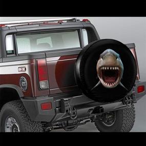 img 3 attached to 🦈 Universal 3D Shark Spare Tire Cover - KiuLoam Polyester Sunscreen, Waterproof Wheel Cover for Jeep, Trailer, RV, SUV, Truck, and More (14" - Fits Diameter 23"-27")