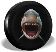 🦈 universal 3d shark spare tire cover - kiuloam polyester sunscreen, waterproof wheel cover for jeep, trailer, rv, suv, truck, and more (14" - fits diameter 23"-27") logo