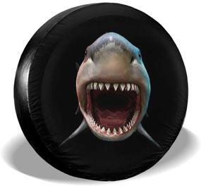 img 4 attached to 🦈 Universal 3D Shark Spare Tire Cover - KiuLoam Polyester Sunscreen, Waterproof Wheel Cover for Jeep, Trailer, RV, SUV, Truck, and More (14" - Fits Diameter 23"-27")