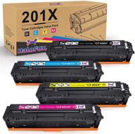 halofox replacement toner cartridge for hp 201x 201a cf400a cf400x cf401x cf402x cf403x | compatible with hp color laserjet pro mfp m277dw m252dw m277n m277c6 m274n m252n printer | 4-pack logo