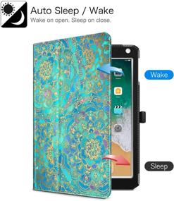 img 2 attached to Fintie Case for iPad 9.7 2018/2017, iPad Air 2, iPad Air - Corner Protection Vegan Leather Cover, Auto Wake/Sleep, Shades of Blue