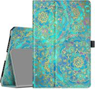 fintie case for ipad 9.7 2018/2017, ipad air 2, ipad air - corner protection vegan leather cover, auto wake/sleep, shades of blue logo