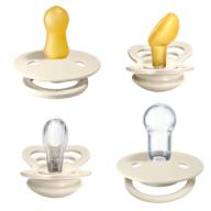 🍼 bibs pacifiers – try-it collection: colour, de lux, couture and supreme styles, bpa-free natural rubber & silicone, made in denmark, ivory, 0-6 months logo