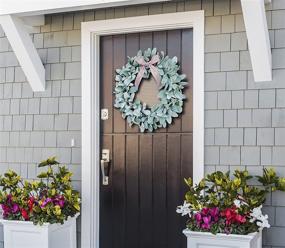 img 3 attached to 🚪 Lambs Ear Farmhouse Front Door Wreath 20 inch - Spring, Summer, Autumn, Fall, Winter, Christmas, Year-Round Door Decor