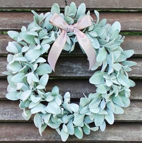 img 2 attached to 🚪 Lambs Ear Farmhouse Front Door Wreath 20 inch - Spring, Summer, Autumn, Fall, Winter, Christmas, Year-Round Door Decor