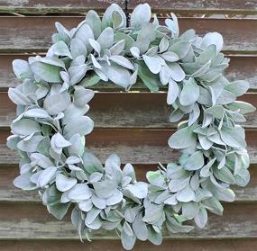 img 4 attached to 🚪 Lambs Ear Farmhouse Front Door Wreath 20 inch - Spring, Summer, Autumn, Fall, Winter, Christmas, Year-Round Door Decor