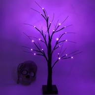 2ft lighted black halloween tree: spooky tabletop decor with led purple lights - battery operated halloween tree - clearance sale logo