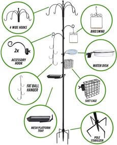 img 3 attached to 🐦 Большая птичья кормушка с набором подвесных кормушек, черная (22"Ш x 91"В - 82" над землей), в комплекте с птичьей ванной – идеально подходит для привлечения диких птиц, планировщика и подвесного горшка.