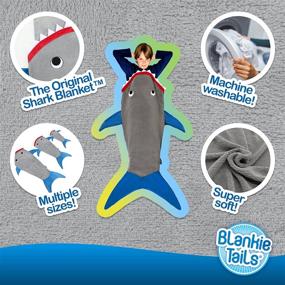 img 1 attached to Blankie Tails Shark Blanket: Cozy Minky Fleece Wearable Blanket for Kids (Ages 5-12), Glow in the Dark, Gray & Blue