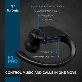 img 2 attached to 🎧 Turonic F1 Pro: True Wireless Earbuds with 45H Playtime, IPX7 Waterproof, Mic, and Charging Case - Perfect for Sports, Gym, Running, Workouts - Black