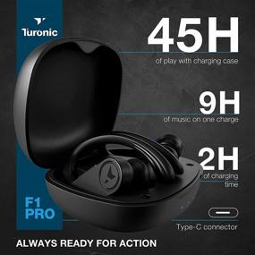 img 1 attached to 🎧 Turonic F1 Pro: True Wireless Earbuds with 45H Playtime, IPX7 Waterproof, Mic, and Charging Case - Perfect for Sports, Gym, Running, Workouts - Black