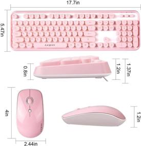 img 3 attached to Letton 2.4GHz Pink Wireless Keyboard Mouse Combo with Cute Retro Round Keys, Full-Size Office Computer Keyboards and Wireless Mouse with 3 DPI - For Mac, PC, Laptop