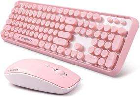 img 4 attached to Letton 2.4GHz Pink Wireless Keyboard Mouse Combo with Cute Retro Round Keys, Full-Size Office Computer Keyboards and Wireless Mouse with 3 DPI - For Mac, PC, Laptop