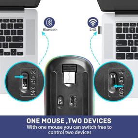 img 3 attached to 🖱️ Тонкая двухрежимная подзаряжаемая беспроводная Bluetooth-мышь с 3 настройками DPI для MacBook, ноутбука, MacOS 10.10, Android 5.0, Windows 8 или выше