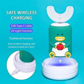 img 1 attached to 🦷 U-Shaped Ultrasonic Autobrush Toothbrush for Kids | Rechargeable & Waterproof | Smart Timer & Mouthwash Cup | Age 2-6 | 2 Brush Heads Included