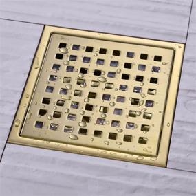 img 3 attached to 🚿 TrustMI 6" Square Shower Floor Drain with Grid Grate Cover, SUS 304 Stainless Steel Material, Brushed Gold Finish