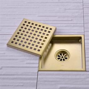 img 2 attached to 🚿 TrustMI 6" Square Shower Floor Drain with Grid Grate Cover, SUS 304 Stainless Steel Material, Brushed Gold Finish