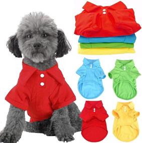 img 4 attached to 🐾 DOGGYZSTYLE 4 Pack Solid Dog Polo T-shirts: Stylish Pet Puppy Outfit for Fashionable Canines!