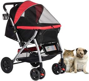 img 4 attached to 🐾 HPZ Pet Rover Premium Heavy Duty Dog/Cat/Pet Stroller: Convertible Compartment, Zipperless Entry, Reversible Handlebar, Pump-Free Rubber Tires - Ideal for Small, Medium, Large Pets